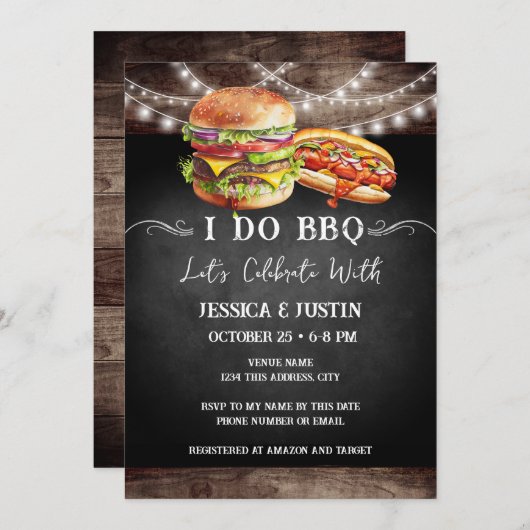 BBQパーティーでのエンゲージメントのお知らせです 招待状 (正面/裏面)