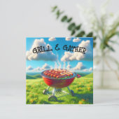 BBQパーティーと焼きホットドッグ 招待状 (スタンド正面)