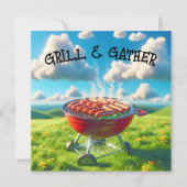 BBQパーティーと焼きホットドッグ 招待状 (正面)