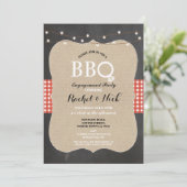 BBQパーティーのご案内　チェック柄のチャコール招待状 招待状 (スタンド正面)