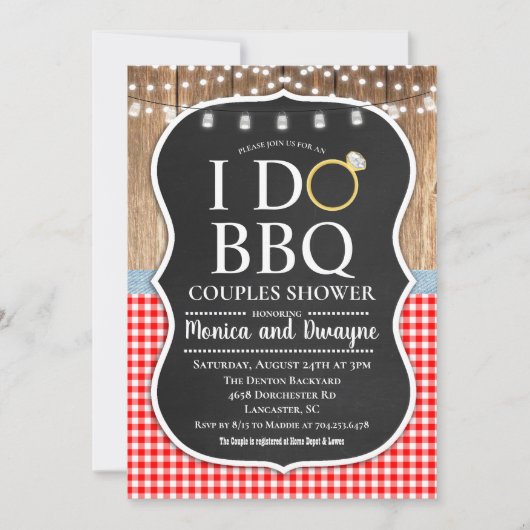 BBQパーティーのカップルシャワー&エンゲージメント招待状 招待状 (正面)