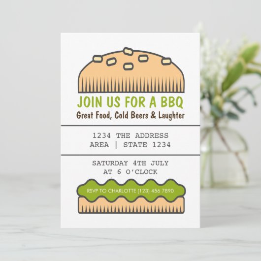 BBQパーティービッグバーガーバンイングリーン 招待状 (スタンド正面)