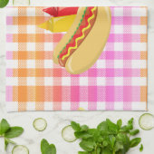 BBQパーティーホットドッグと薬味 キッチンタオル (折り畳み)