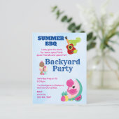 BBQパーティー招待状フラミンゴマーガリータ&アイスクリーム インビテーションポストカード (スタンド正面)