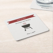 BBQパーティー誕生日コースター スクエアペーパーコースター (アングル)