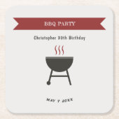 BBQパーティー誕生日コースター スクエアペーパーコースター (正面)