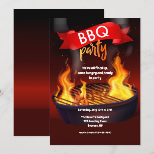 BBQパーティー 招待状 (正面/裏面)