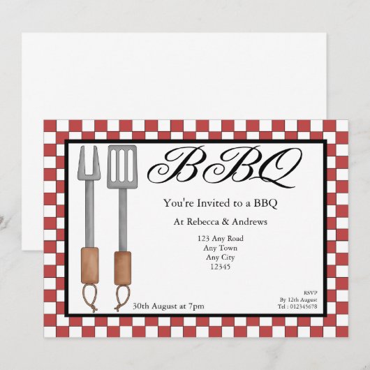BBQパーティー 招待状 (正面/裏面)