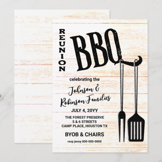 BBQパーティー 招待状 (正面/裏面)