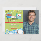 BBQビアーズバースデーパーティーガーデンヤード写真 招待状 (正面)