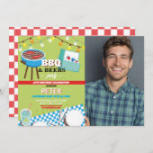 BBQビアーズバースデーパーティーガーデンヤード写真 招待状 (正面/裏面)
