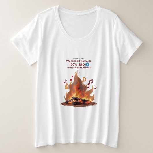 BBQビート&シズル | プラス・サイズ週末予測 プラスサイズTシャツ (デザイン正面)