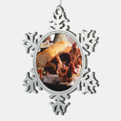 BBQビーフブリスケットサンドイッチ スノーフレークピューターオーナメント (右)