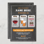 BBQビール誕生日のチョークメンズパーティの招待状 招待状 (正面/裏面)