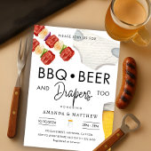 BBQビール、おむつカップルカジュアルシャワー 招待状