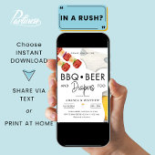 BBQビール、おむつカップルカジュアルシャワー 招待状