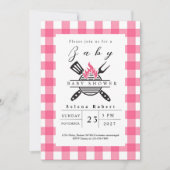 BBQピクチモダンックベビーシャワーピンク 招待状 (正面)