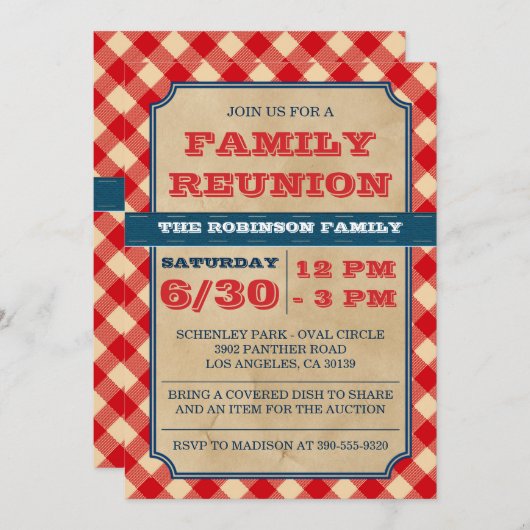 BBQピクニックファ素朴ミリ懇親会招待状 招待状 (正面/裏面)