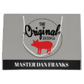 BBQピグおもしろいの名前の追加パーティーバッグ ラージペーパーバッグ (正面)