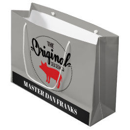 BBQピグおもしろいの名前の追加パーティーバッグ ラージペーパーバッグ