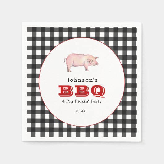 BBQピグピックイン'パーティー，ファミリーピクニック スタンダードカクテルナプキン (正面)