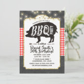 BBQピグローストバースデーパーティーヴィンテージシャルボード 招待状 (スタンド正面)