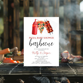 BBQピザ性別ナチュラルベビーシャワー 招待状