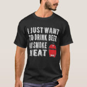 BBQピットマスターがビール煙肉を飲む Tシャツ (正面)