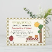 BBQファミリー懇親会、オリーブグリーンジンガム縁ど 招待状 (スタンド正面)