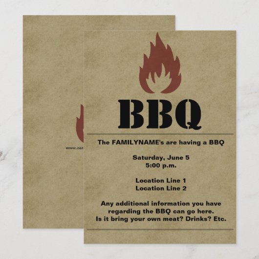 BBQフレーム招待状 招待状 (正面/裏面)