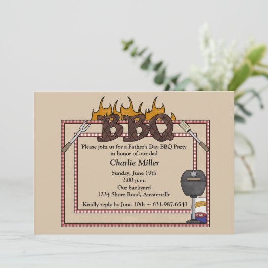 BBQフレーム-父の日のパーティの招待状 招待状 (スタンド正面)