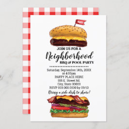 BBQブロックパーティーハンバーガー近隣夏バッシュ 招待状