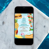 BBQプールパーティー誕生日招待状 招待状