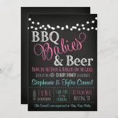 BBQベビーおよびビール男女共学のベビーシャワーの招待 招待状 (正面/裏面)