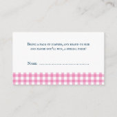 BBQベビーシャワーおむつラッフルピンクプレイドヴィンテージ エンクロージャーカード (裏面)