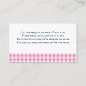 BBQベビーシャワーブックベビーヴィンテージピンクプレイド エンクロージャーカード (裏面)