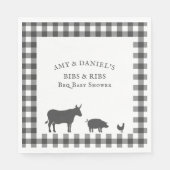 BBQベビーシャワーリブとよだれかけヴィンテージグレープレイド スタンダードランチョンナプキン (正面)