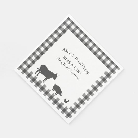 BBQベビーシャワーリブとよだれかけヴィンテージグレープレイド スタンダードランチョンナプキン (角)