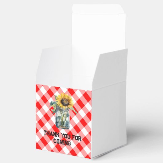 BBQベビーシャワー赤いプライドのギンガ感謝していムユー フェイバーボックス (オープン)