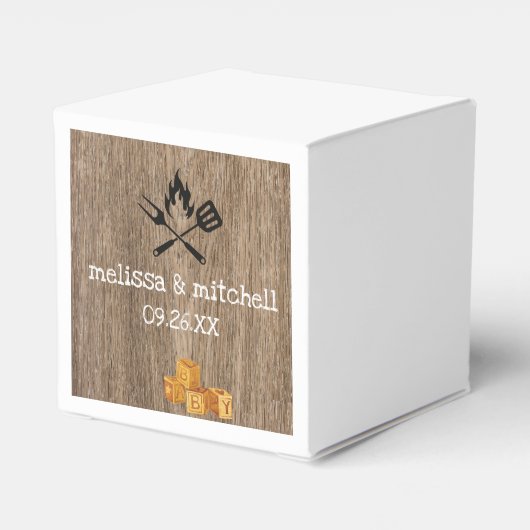 BBQベビーシャワー赤いプライドのギンガ感謝していムユー フェイバーボックス (裏面サイド)