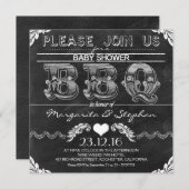 BBQベビーシャワー黒い黒板招待状 招待状 (正面/裏面)