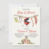 BBQベビー-Qベビーシャワーギンガムクロースレイン 招待状 (正面)