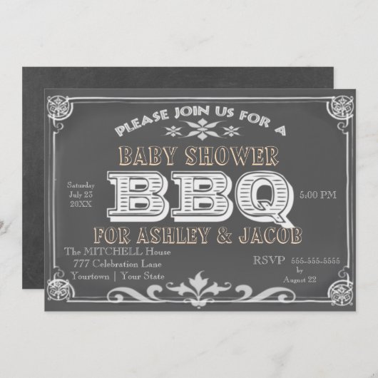 BBQベビーShowerbInvitations 招待状 (正面/裏面)