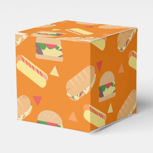 BBQホットドッグバーガー食品サンドイッチパーティーオレンジ フェイバーボックス (正面サイド)