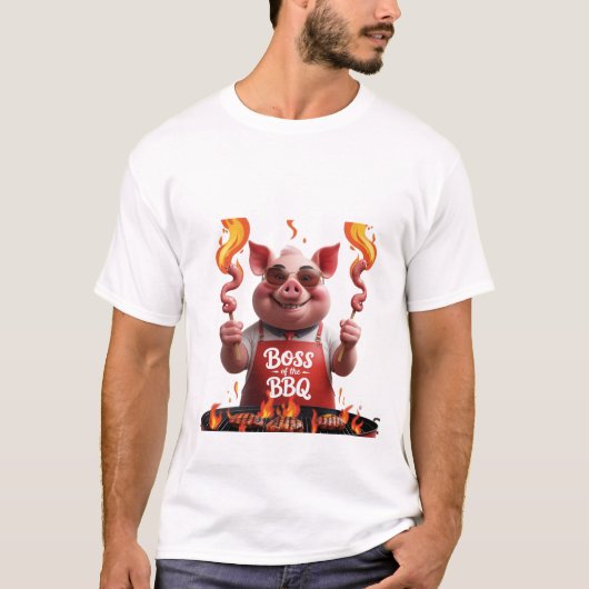 BBQボス – ピグパパおもしろいグリリングTシャツ Tシャツ (正面)