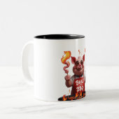 BBQボス – ピグパパグおもしろいリング ツートーンマグカップ (正面左)