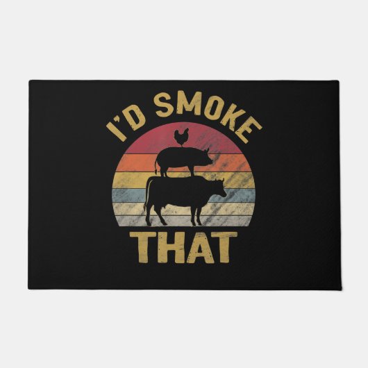 BBQミートスモーカーグおもしろいリグルギフトのId煙 ドアマット (正面)