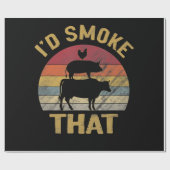 BBQミートスモーカーグおもしろいリグルギフトのId煙 ラッピングペーパー (フラット)