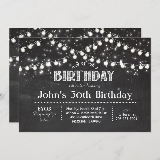 BBQライツサマー誕生日シャワー 招待状 (正面/裏面)