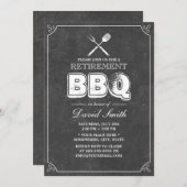 BBQリタイアメントパーティーヴィンテージ枠Chalkboard 招待状 (正面/裏面)